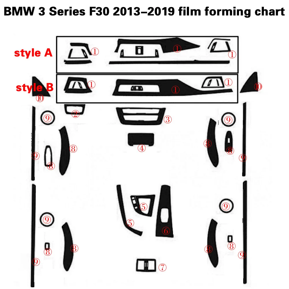 Для BMW 3 серии F30 F31 F32 внутренняя Центральная панель управления дверная ручка 5D наклейки из углеродного волокна наклейки для стайлинга автомобилей аксессуары