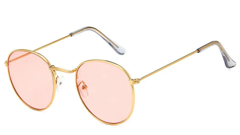 Gold clear pink Круглые очки, оправа для женщин и мужчин, ретро очки для близорукости, оптические оправы, металлические прозрачные линзы, черные, серебряные, золотые очки Oculos De Grau - Цвет оправы: Gold clear pink
