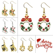 Рождественская серия модные креативные праздничные красивые колокольчики венок красочные серьги красный галстук бабочка длинные серьги, чтобы отправить подарки для девочек