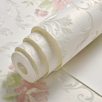 

Garden Style Flower Wall Paper Bedroom Living Room TV Sofa Background Pink White Beige BlueWall Paper Roll
