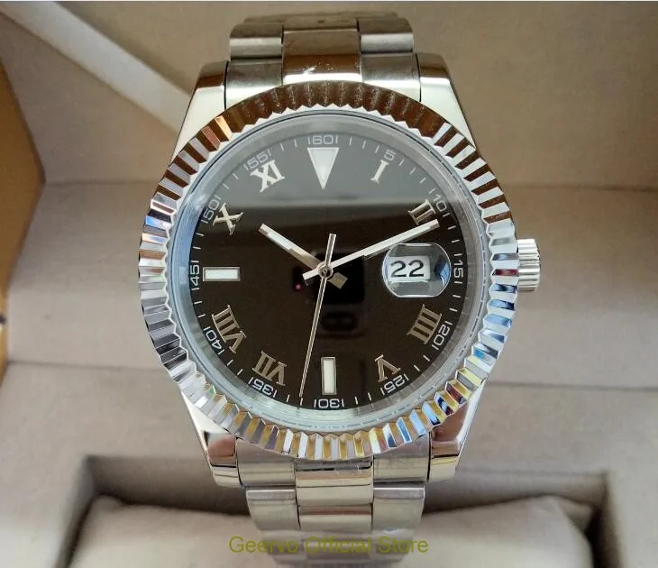 

Sapphire crystal 40mm GEERVO black dial Asian Automatic Self-Wind movement men's watch luminous Mechanical Wristwatches 93A