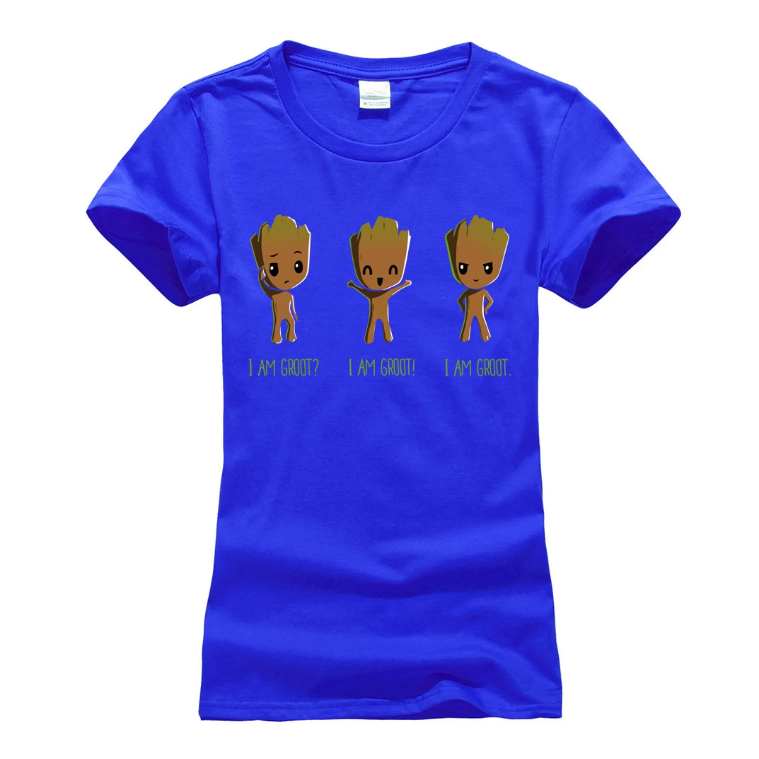 Женская брендовая одежда harajuku camisetas женская футболка i am groot летняя хлопчатобумажная футболка женская футболка с коротким рукавом и круглым вырезом - Цвет: blue