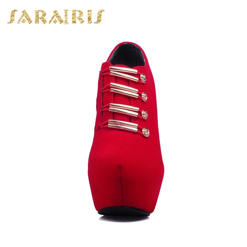 SARAIRIS/Модная женская обувь; коллекция года; женские ботинки на платформе; женские ботильоны на высоком каблуке без застежки; большие размеры 33-43