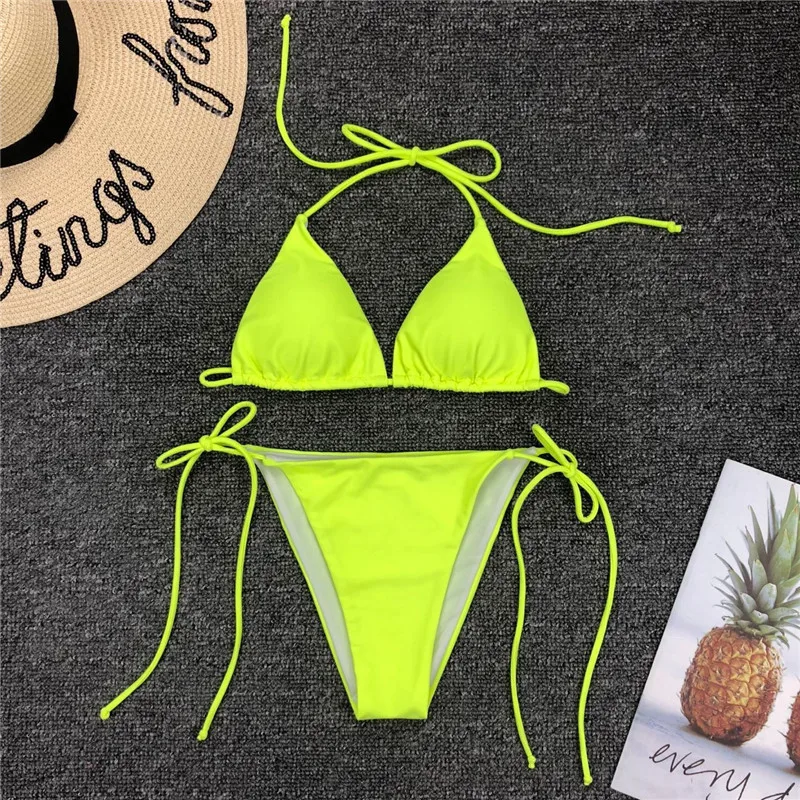 Бикини Bikinx Neon green купальник со стрингами купальник с высокими плавками женский купальник сексуальный пуш-ап купальник женский купальный костюм микро бикини