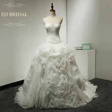 Ball Gown Organza Ruffle Wedding Dress Beaded Sweetheart Neckline Dropped Waist Wedding Gowns China Bridal Gowns robe de mariee