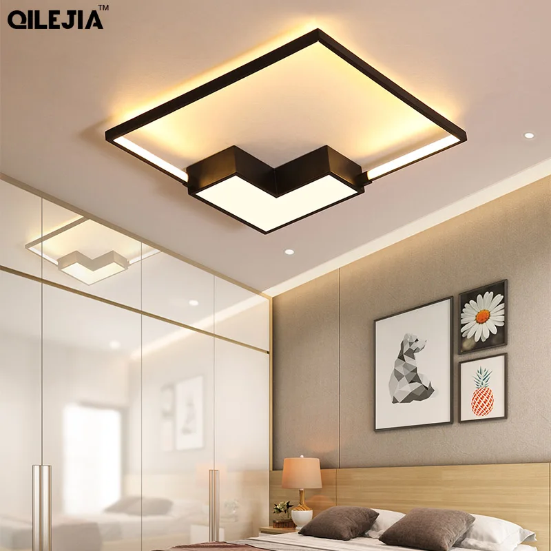 

Square Modern Ceiling Lights LED Lamp for Living bedroom room Round metal surface Ceiling Lamp with remote control AC90-265v