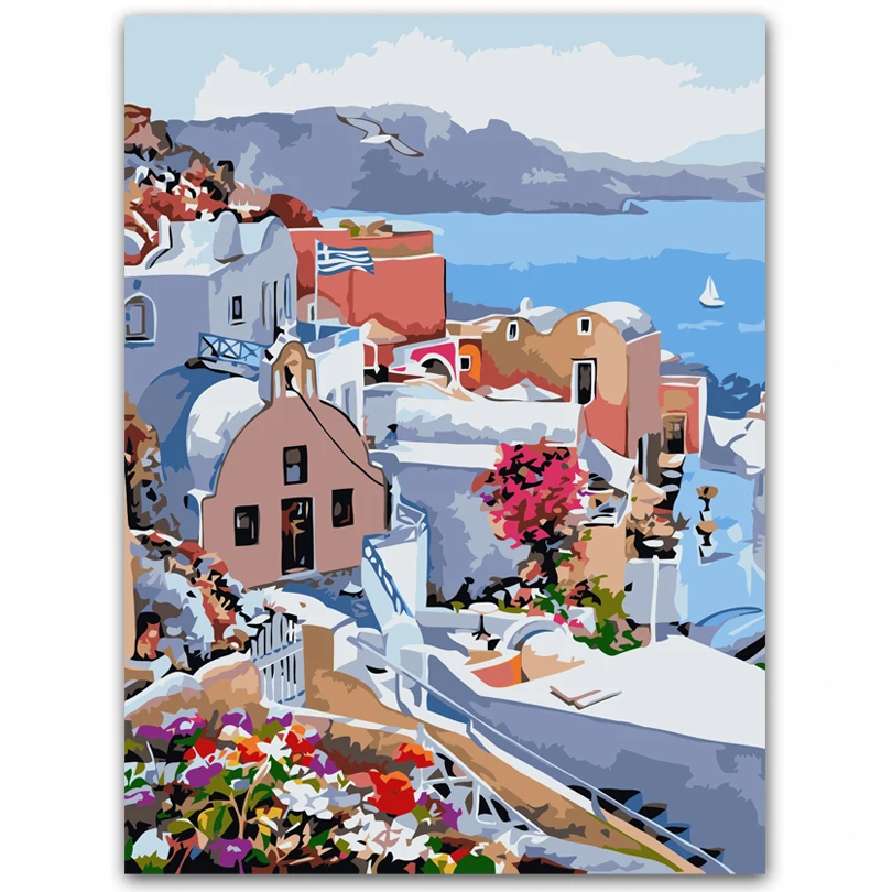 

DONGMEI OILPAINTING DIY oil painting By Numbers cartoon painting Home Decor painting The Mediterranean Sea pictures DM1712232