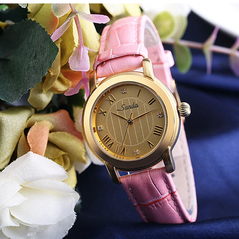 Ladies Fashion Quartz Watch Women Rhinestone Leather Simple Casual Dress Women s Wristwatch Reloje Mujer 2016