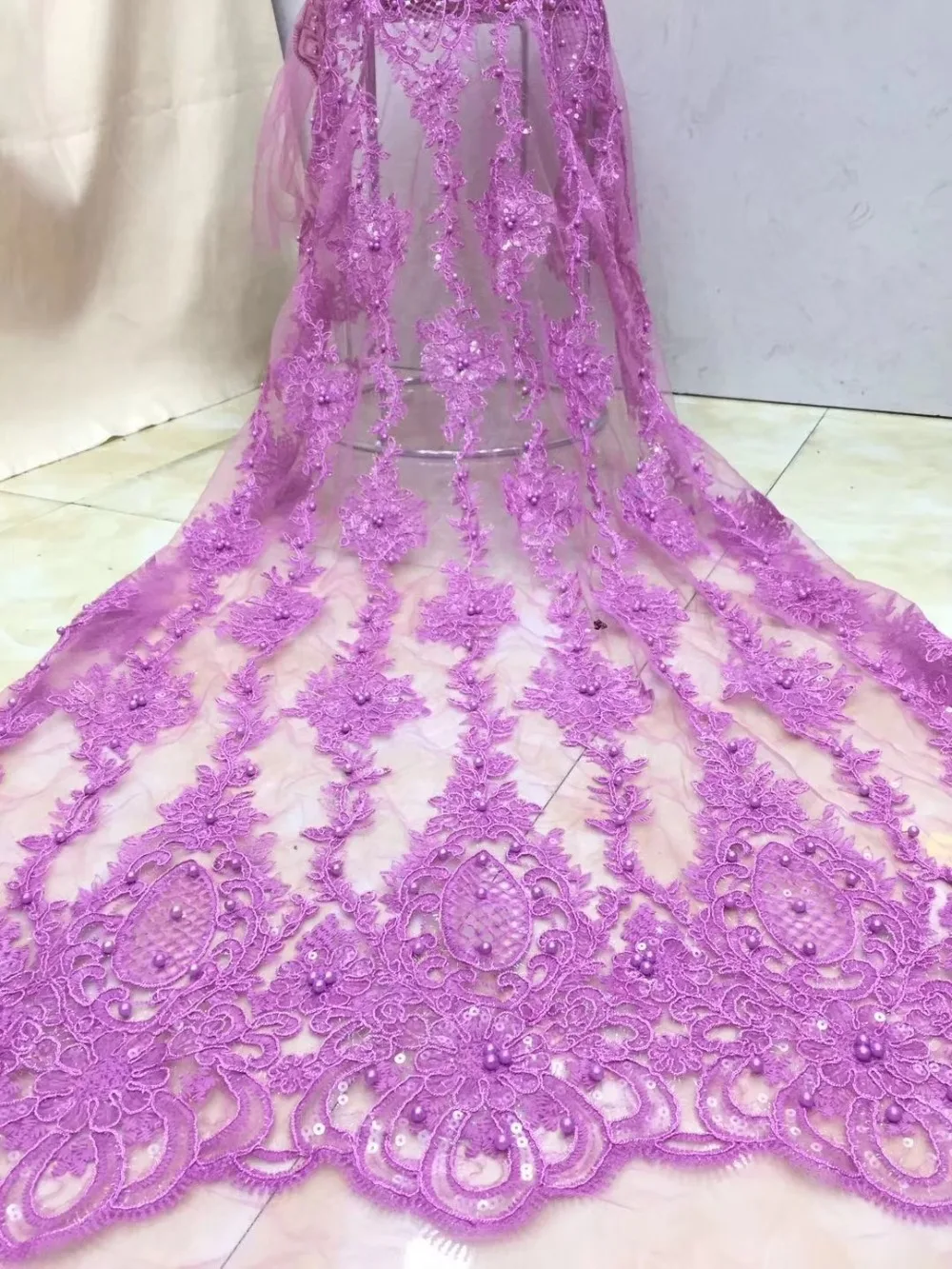 

2019 dreamy Nigerian Lace Fabrics African French Net Lace Fabric Embroidered Tulle Mesh Lace Fabric DPDE123