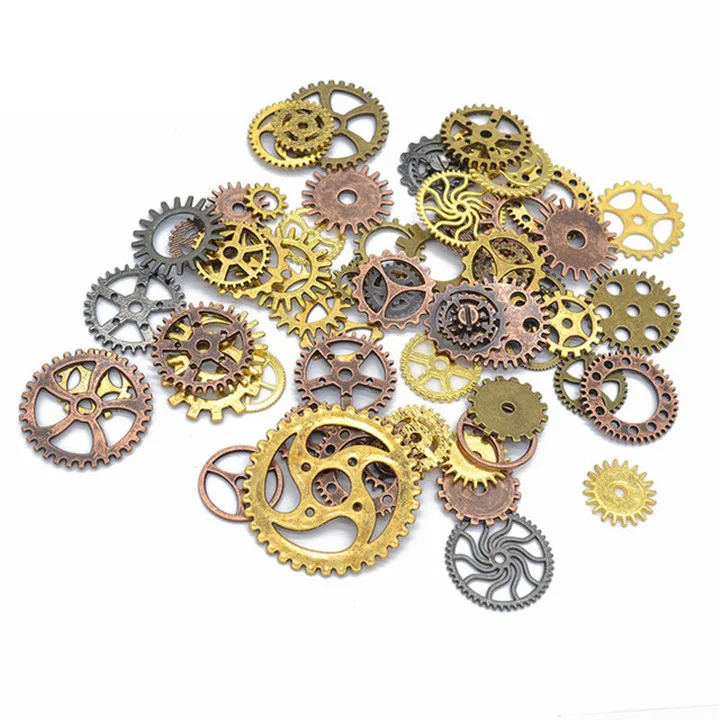 7 50g Steampunk Gears DIY Jewelry Accessories Gold Silver Gears Cog Wheel Charms Pendant Bracelet Accessories Diy Jewelry Making