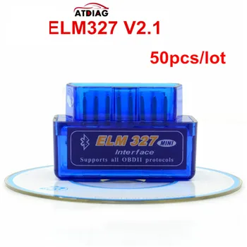 

DHL 50pcs Mini ELM327 OBD2 Bluetooth V2.1 Interface Works On Android Torque Car Diagnostic Tool Car Code Reader Scanner