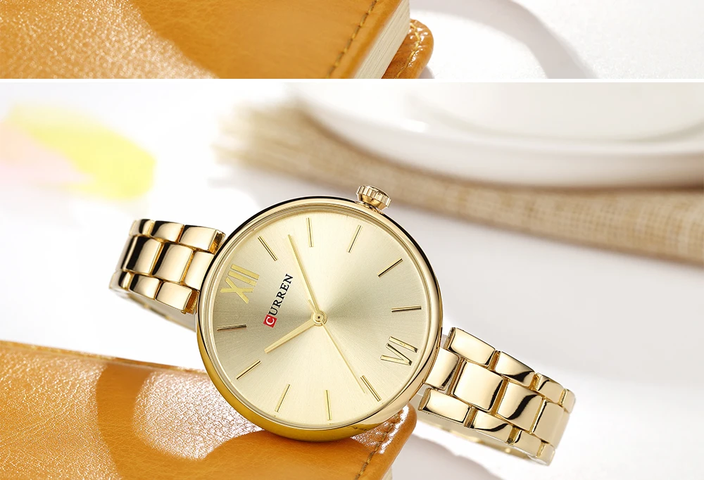 CURREN Simple Fashion Stainless Steel Analog Quartz Wrist Watch Calendar Female Dress Watch Women Clock Relogio Feminino 9017