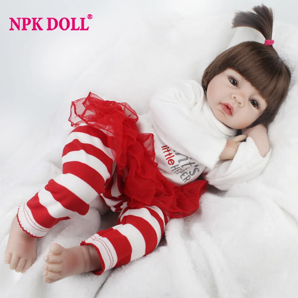 

NPKDOLL 22 Inch 55CM Reborn Baby Soft Silicone Doll Reborn Suit For Children Birthday Gift 2017 Life Like Baby Reborn Toy