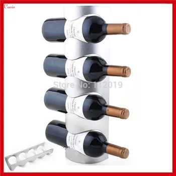 

NEW 4 Holes Modern Wall Mounted Stainless Steel Wine Rack Wine Bracket Holder Hold 4 Red Wine Clamp