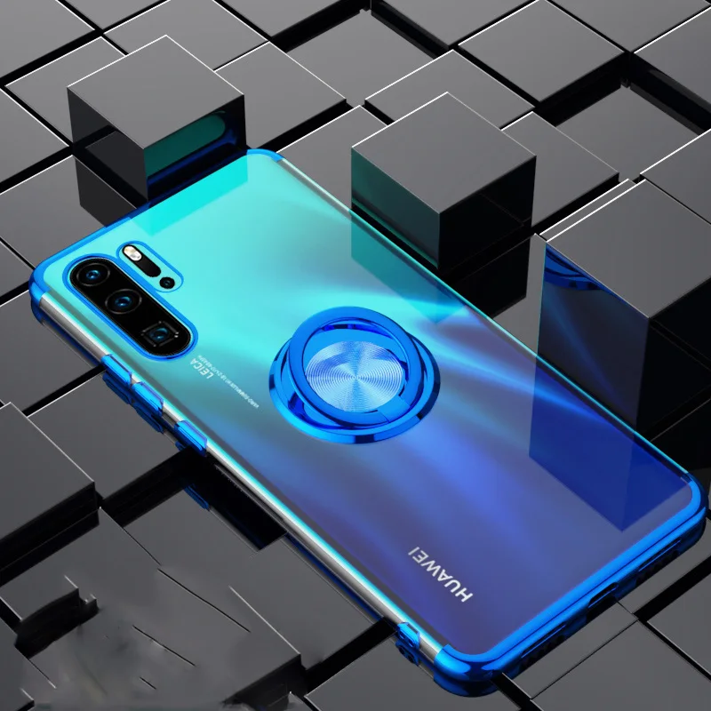 Elecplating Soft Cases for Huawei P30 Pro 30Pro P20 Lite Nova 4 4e 3e Case Invisible Finger Ring Cover for Huawei Mate 20 Case