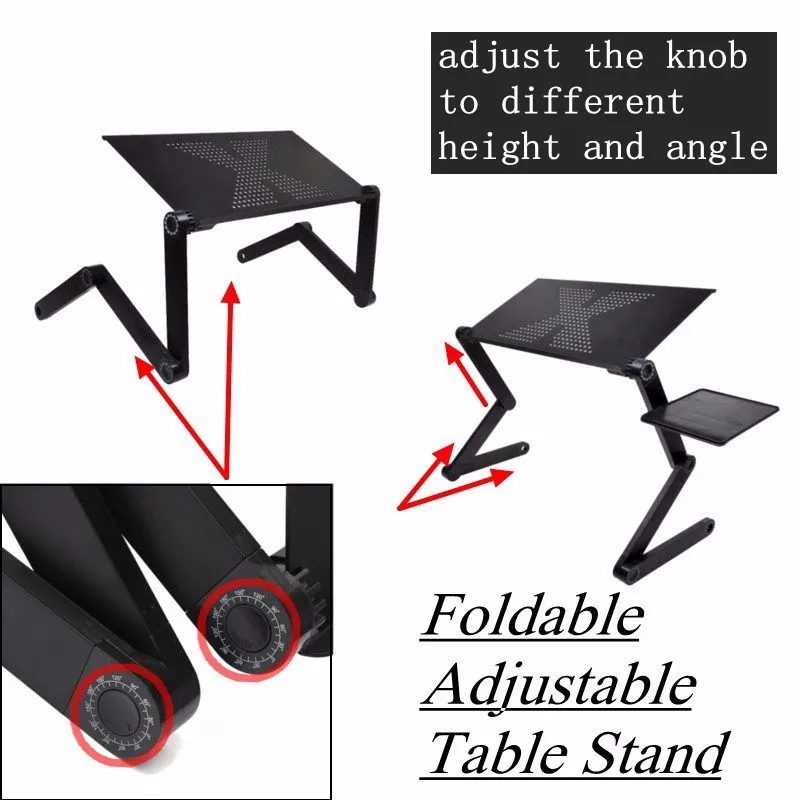 Алюминиевый складной столик для ноутбука компьютерный стол подставка для кровати вращение на 360 градусов многофункциональный портативный складной стол