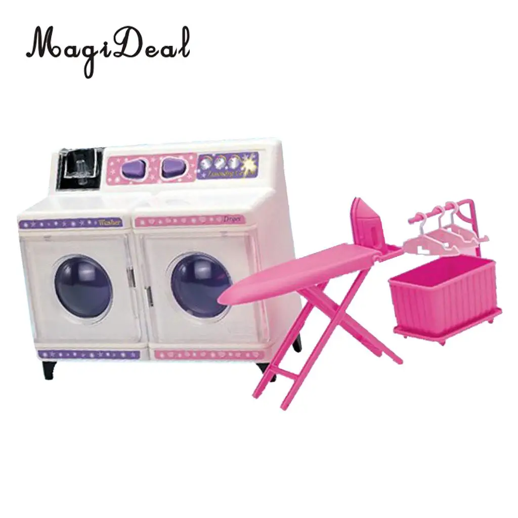 Plastic Dollhouse Washing Machine Kit Play Set for 1/6 Doll 12 Inch Action Figure Acc Furniture Decro Children Pretend Play Toy
