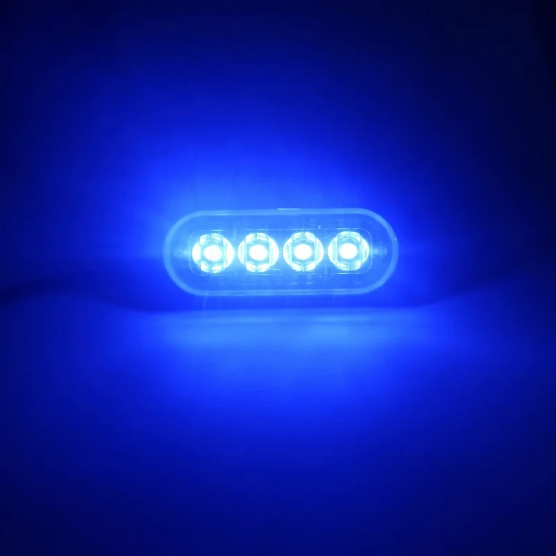 

New 1pc 4 Led Strobe Warning Light Strobe Grille Flashing Lightbar Truck Car Beacon Lamp Amber Blue Red Traffic Light