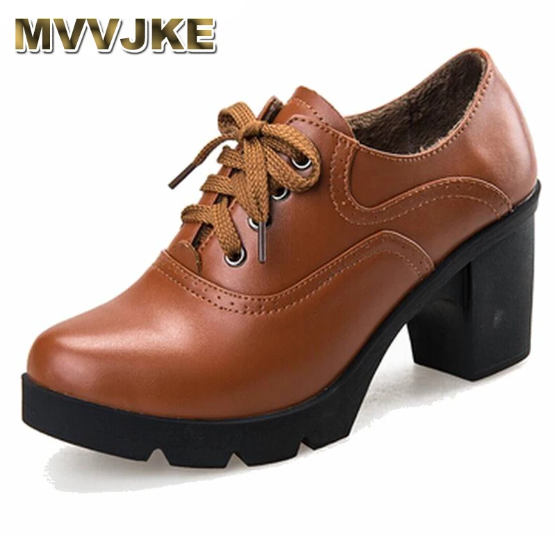 

MVVJKE Shoes woman High Quality Solid Lace-up Ladies Genuine Leather Fashion shoes woman ankle boots