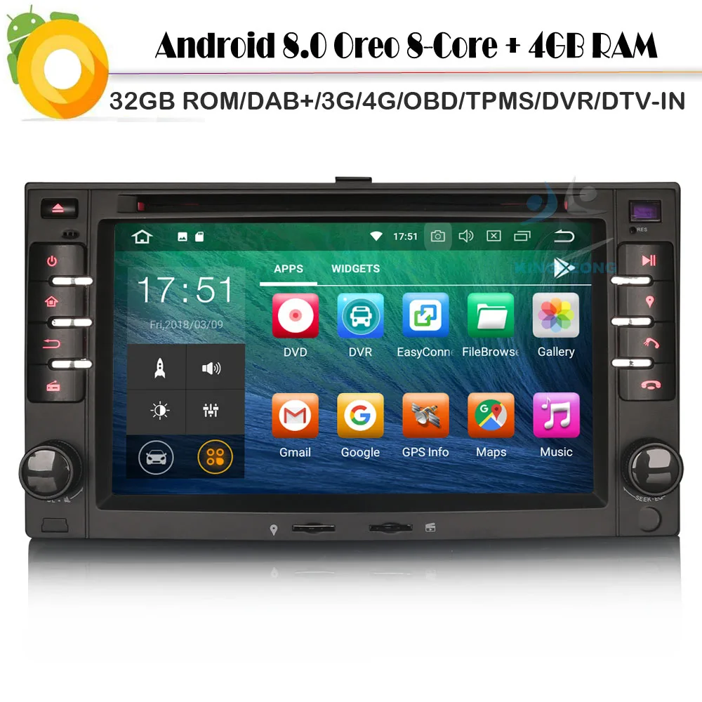 DAB + стерео Android 8 0 Авторадио Sat Nav WiFi 4G GPS радио DVR BT OBD Автомобильный CD плеер для Kia