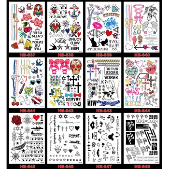 

12x Waterproof Body Art Flash Tattoo Sticker Tatouage Transfer Temporary Fake Henna Maquiagem Makeup Removable Combination Style