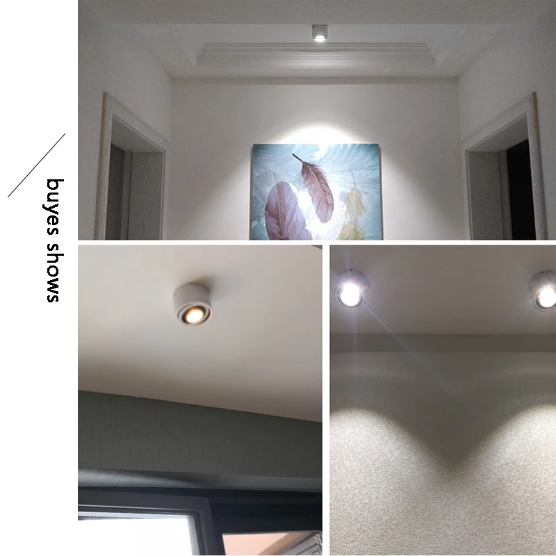 Graus de Rotação Lâmpada do Teto Superfície Regulável Montado Levou Downlight Cob Whiteblack Ac85 265v 360 Led Spot Light 15 w 9 w 7 w 5 w 26 Luzes de teto