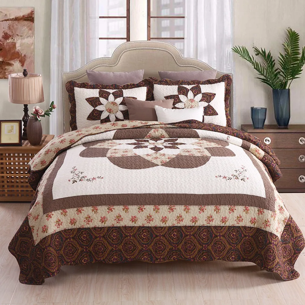 Buy CHAUSUB Handmade Patchwork Bedspread Quilt Set