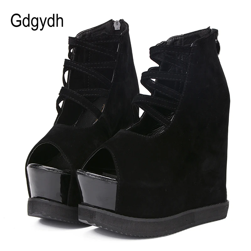 

Gdgydh Fashion Spring Summer Peep Toe Pumps Women Shoes High Heels Ladies Party Shoes Zipper Platform Wedges Shoes For Women
