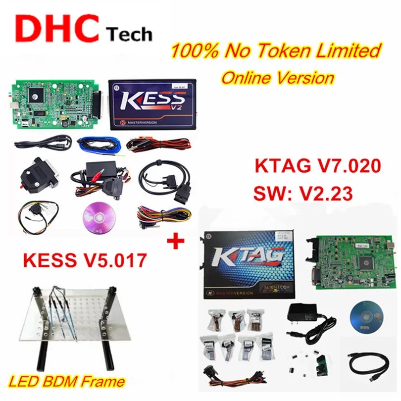Новинка! Для зеленой печатной платы Ktag V7.020 + Kess V2 V5.017 светодиодный программатор BDM