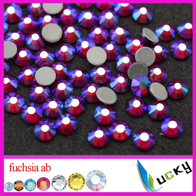 

Top quality flat back rhinestones hotfix! ss16 ss20 Fuchsia AB color iron on crystal with strong grey glue super shine