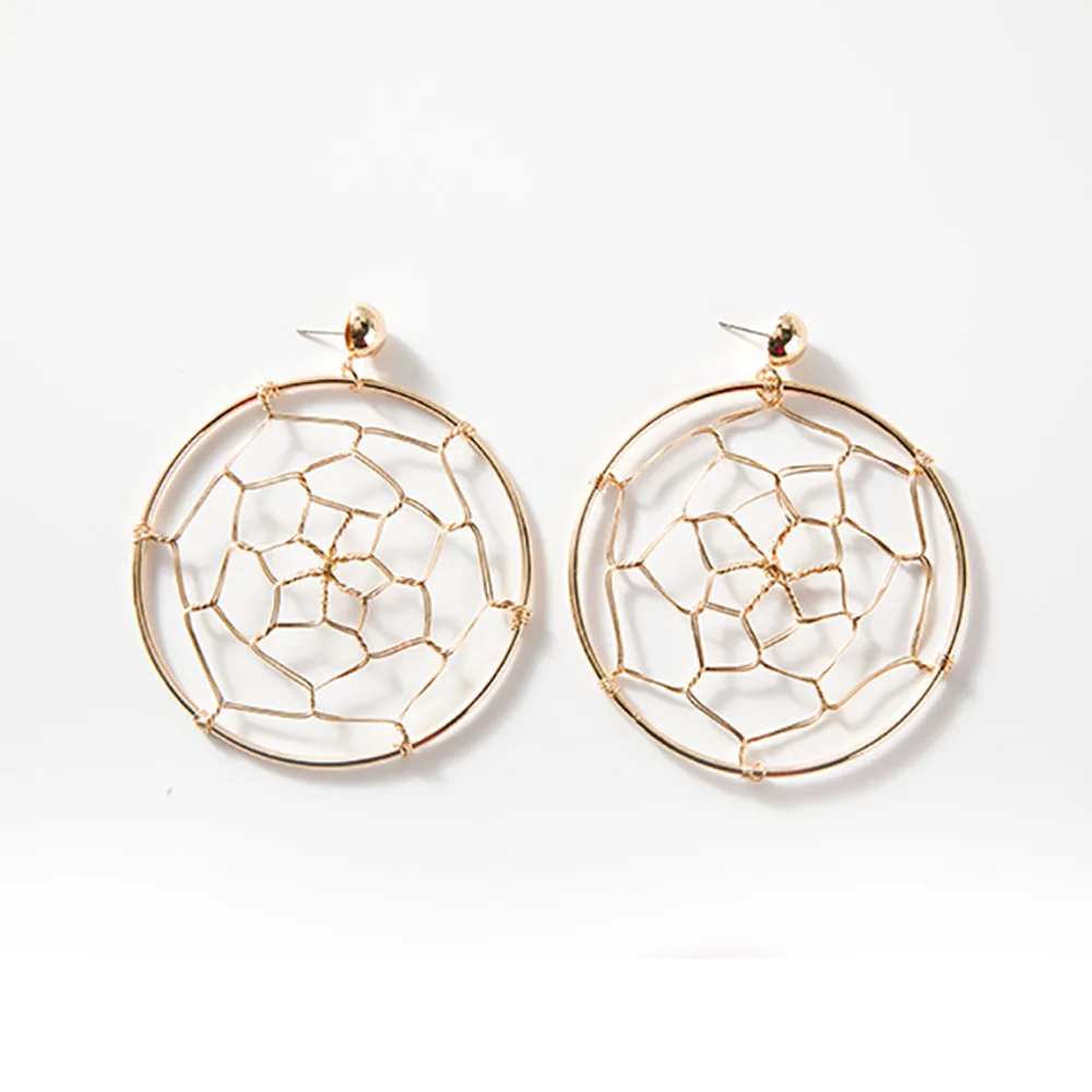 

2019 Retro Geometric Dangle Earrings Simple Woven Round Metal Accessories Female Pendant Earrings Jewelry Wholesale