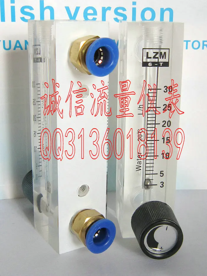 

LZM-6T adjustable flow meter panel type small flow meter 3~30L/h quick joint connection