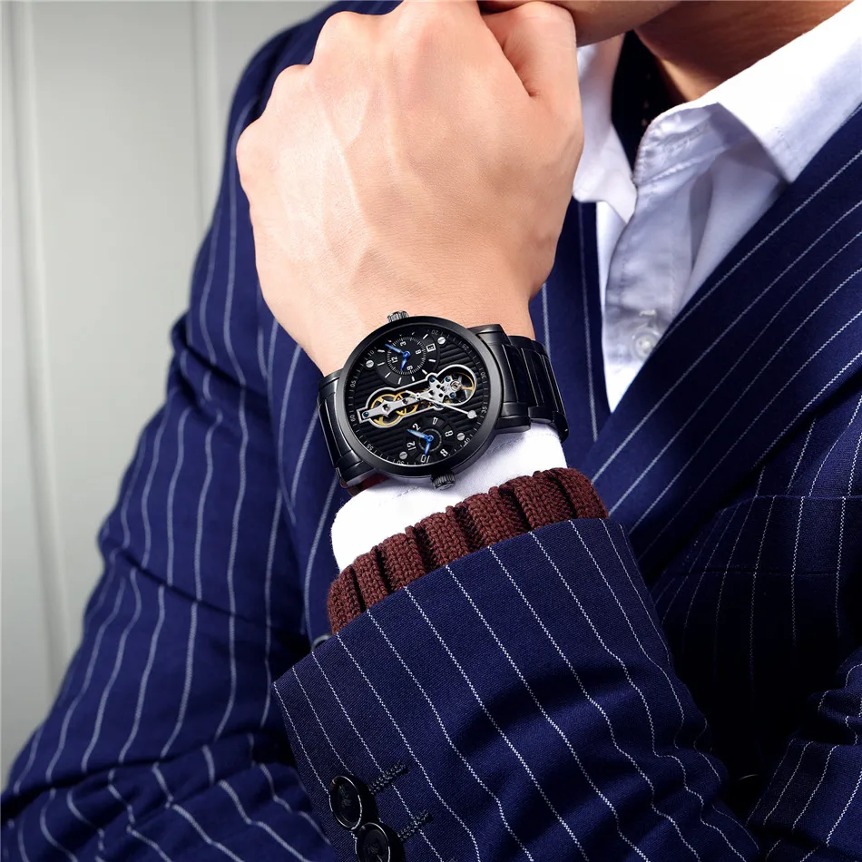 New GUANQIN Creative Men Watch Skeleton Automatic Mechanical Watches Date Luminous Shock Resistant Waterproof Wristwatches Clock (10)