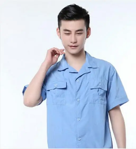 

Short-sleeves working clothes with hand-washed cloth
