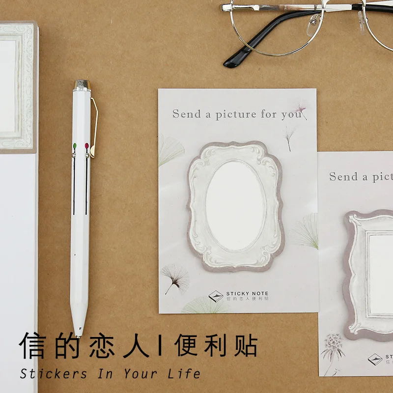 30sheets Pack Retro Photo Frame Memo Pads Vintage Sticky Notes