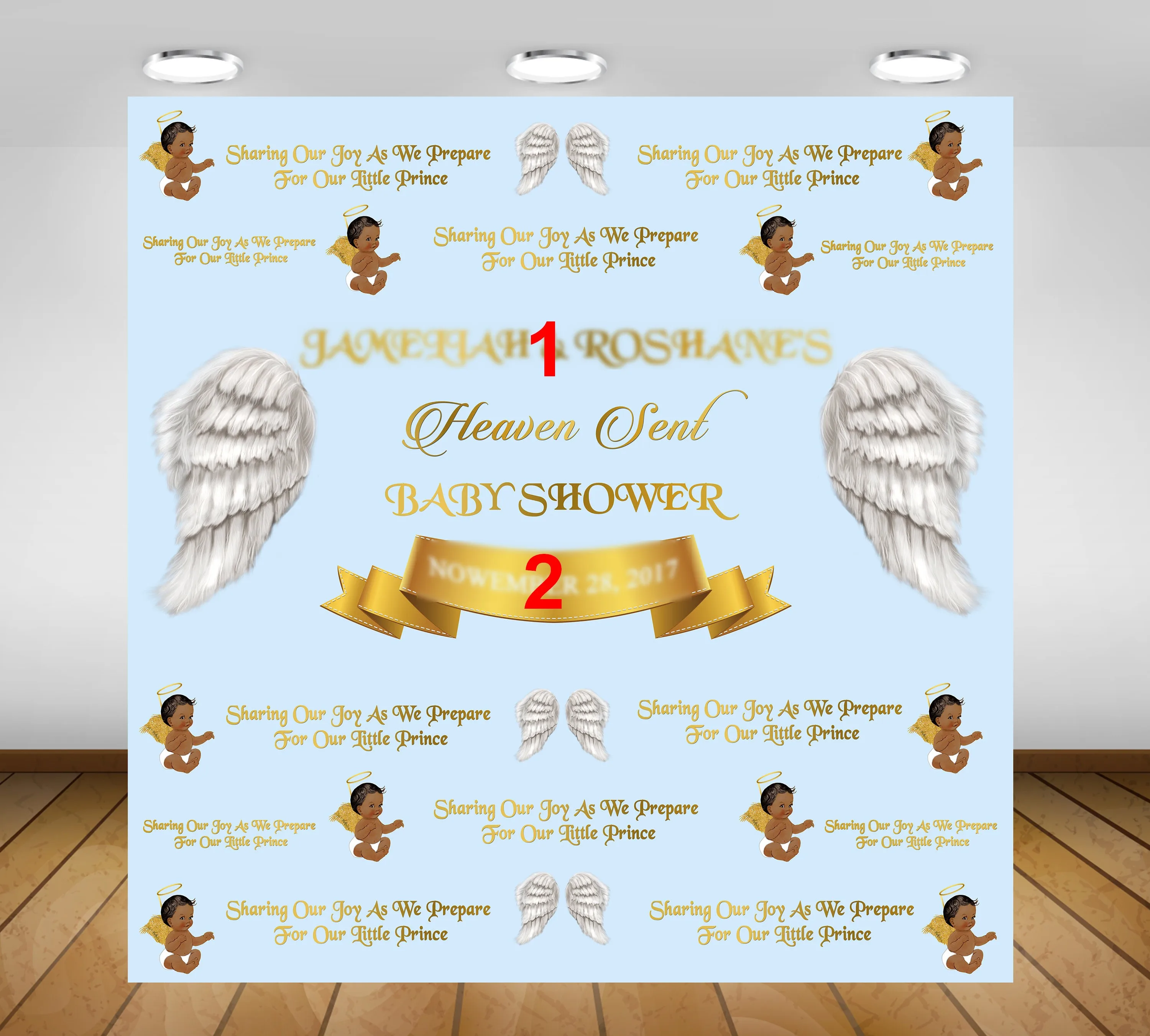 Custom Heaven Sent Baby Shower Sent Royal Wing Backdrop High