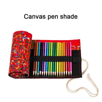 

Hand made Canvas Pencil Bag 36 Hole Painting pencil case storage tool Children School Bags Large capacity