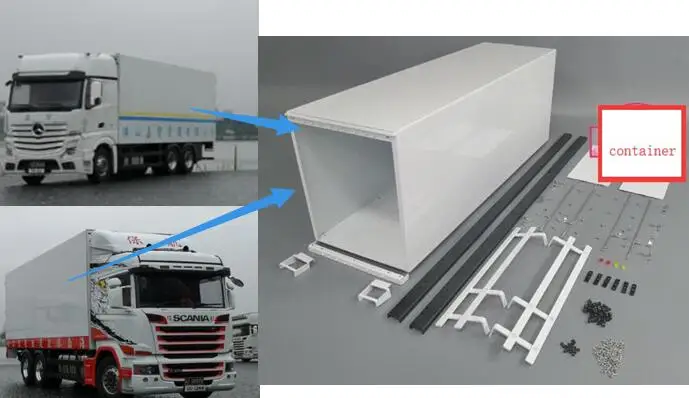 

Concealed container port car van FOR 1/14 Scale RC Toy Tamiya LESU Tractor Trailer Truck MAN/SCANIAA/BENZ/KING/V8/ACTROS...ETC