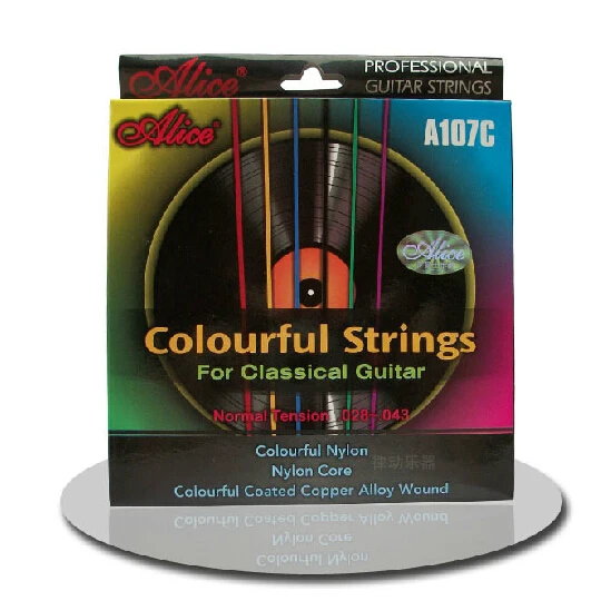 

Free shipping Alice A107C 6 pcs/set 1th-6th packaged colourful classical guitar string Guitar accessories