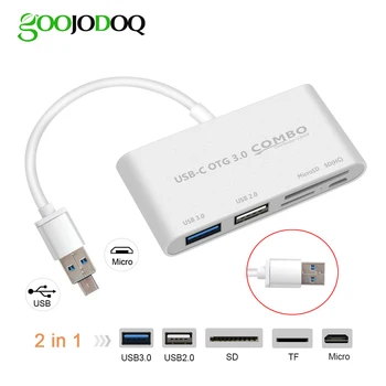 

2 in 1 USB 3.0 Hub Micro USB OTG Hub Multi USB Splitter SD/Micro SD Card Reader Charger Port for Macbook PC Android Tablet Phone