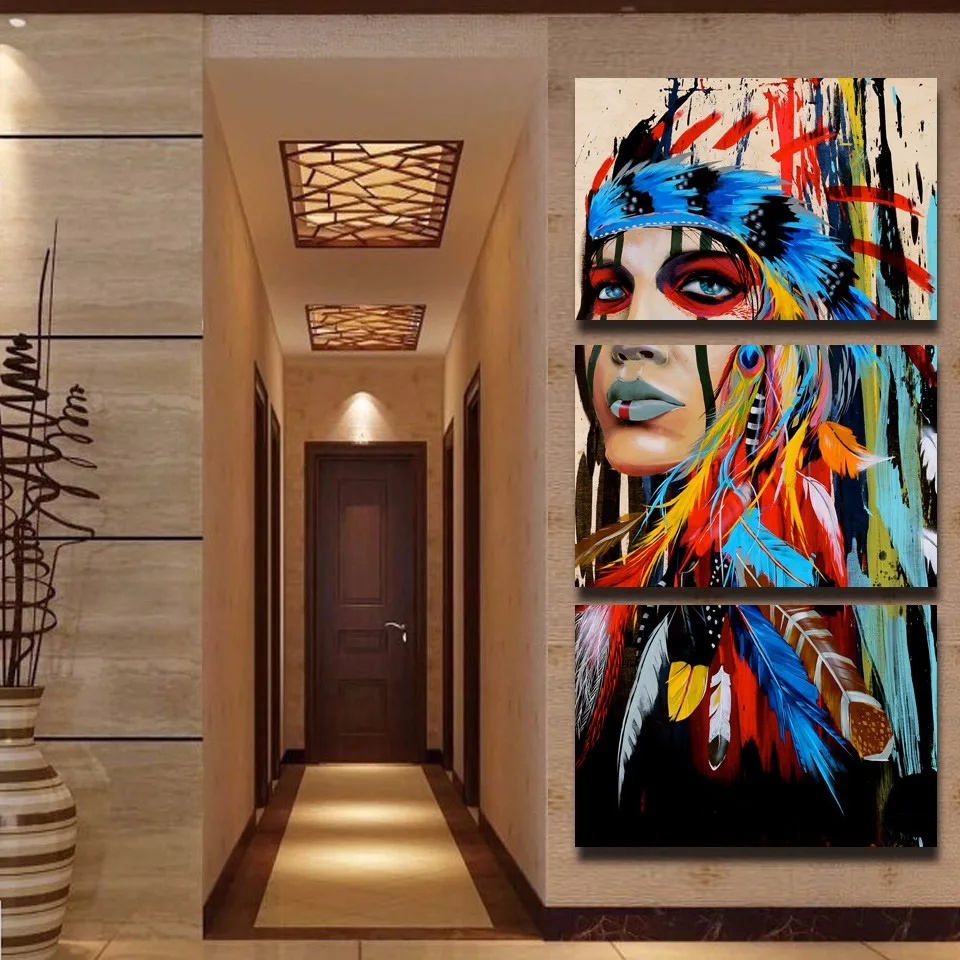 3-pieces-of-canvas-art-Printed-The-Indians-feathered-Painting-Canvas-Print-room-decor-print-poster (1)
