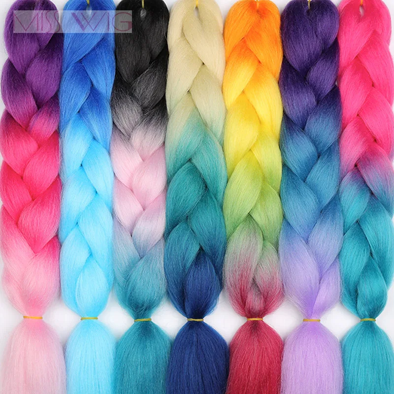 MISS WIG Ombre Kanekalon вязаный крючком волосы Jumbo косы прически синтетические волосы для женщин 88 цветов доступны 24 ''100 г