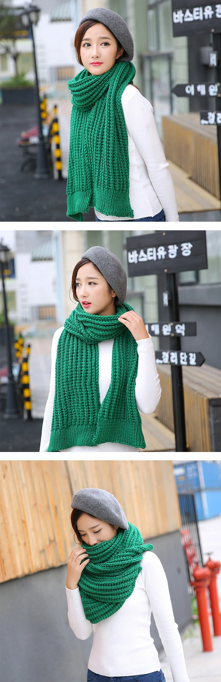 Mingjiebihuo осень и зима корейский сплошной цвет бахромой экстравагантный шарф вязаный шерстяной Теплый декоративный толстый шерстяной шарф