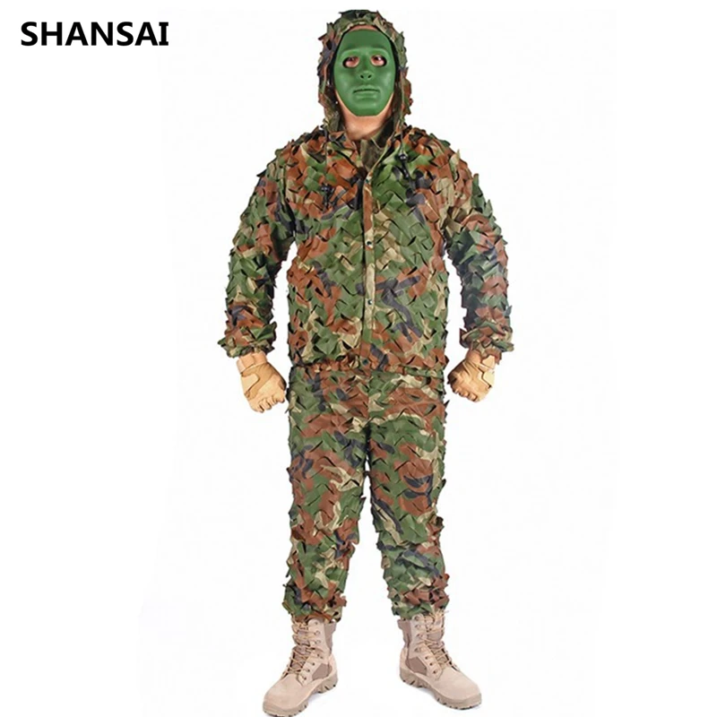 

SHANSAI Bionic Ghillie Suits Leaves Stripes Camouflage Hunting Suit Recon Paintball Photographing Military Battle Fatigues
