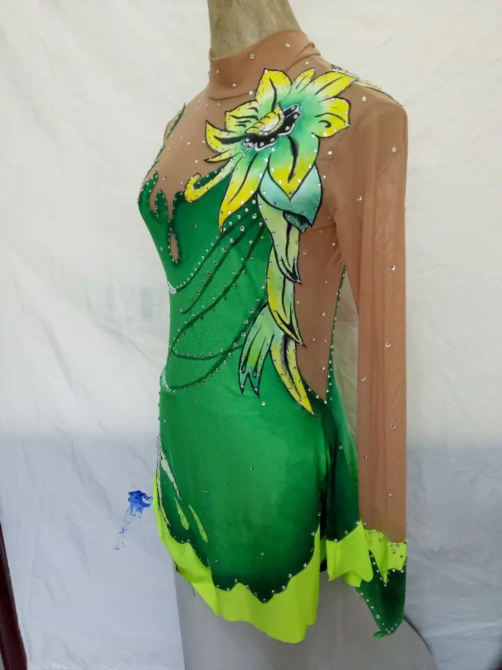 

8Free shippingGreenNEW FIGURE ICE SKATING BATON TWIRLING DRESS COSTUME ADULT
