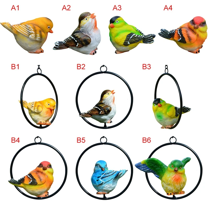 Орнамент птицы Имитация животных Сад железное кольцо висит кусок птица Смола ремесла дерево орнамент Садоводство Ландшафтная Скульптура