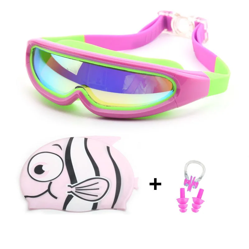 Детские плавающие шапки, очки для плавания, набор ушей с зажимом для носа, силиконовая шапка для мальчиков и девочек, очки для плавания в бассейне, водонепроницаемые очки для плавания ming