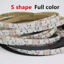 PCB en forma de S, 1/2/3/4/5M, 8mm, direccionable, WS2812B, RGB, tira de píxeles LED, flexible, 60LED, 60 pixeles/M, no resistente al agua, 5V, a todo color