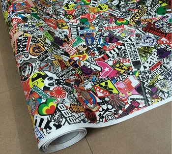 

Matte Glossy JDM Euro style Stickerbomb Vinyl Car Wrap Sticker Bombing Air Free Bubble Vehicle Wrap Graphics Size 1.52*30m/Roll