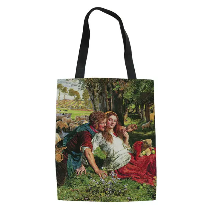 Знаменитая картина, женские холщовые сумки для покупок, на заказ, сумка-тоут, Экологичная сумка на плечо, универсальная сумка, дамская сумка, сумка - Цвет: LMQ380Z22